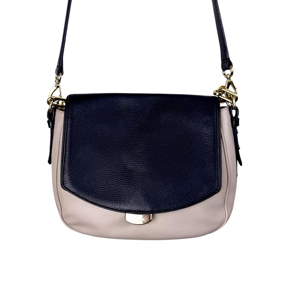 Kate Spade Pebble Leather Black and Beige  Color Flap Shoulder Cross‎ Body